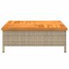 Beige Garden Table 70x70cm - Durable Rattan & Acacia Wood