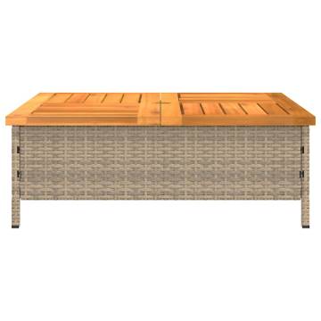 Beige Garden Table 70x70cm - Durable Rattan & Acacia Wood