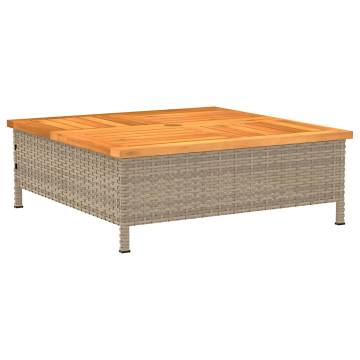 Beige Garden Table 70x70cm - Durable Rattan & Acacia Wood