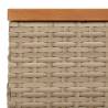 Beige Garden Table 70x70cm - Durable Rattan & Acacia Wood