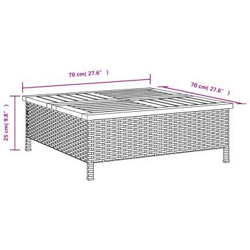 Beige Garden Table 70x70cm - Durable Rattan & Acacia Wood