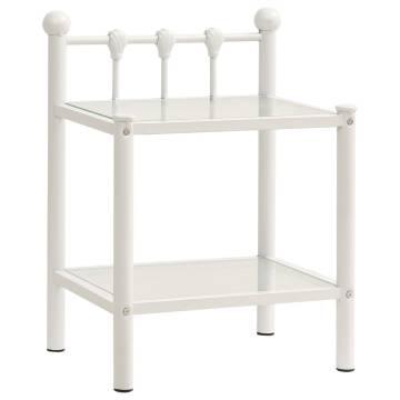 Stylish White & Transparent Bedside Cabinet - 45x34.5x60.5 cm