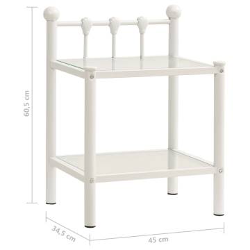 Stylish White & Transparent Bedside Cabinet - 45x34.5x60.5 cm