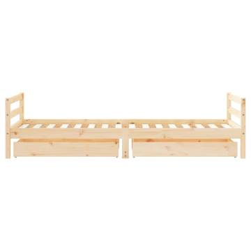 Kids Bed Frame with Drawers 80x200 cm - Solid Wood Pine