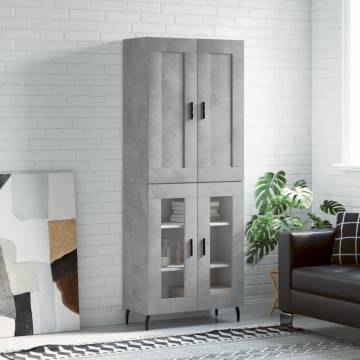 Stylish Highboard Concrete Grey - 69.5x34x180 cm | HipoMarket