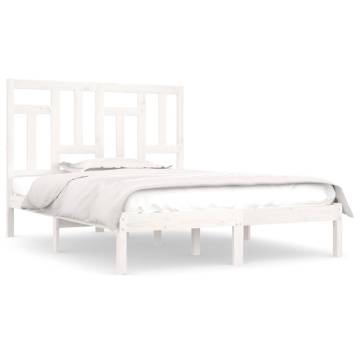 White Solid Wood Pine Bed Frame 140x200 cm | Hipomarket