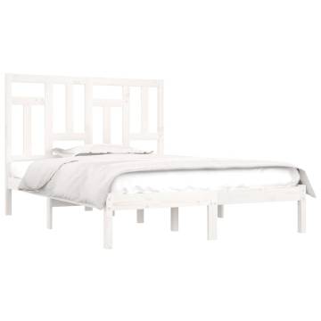 White Solid Wood Pine Bed Frame 140x200 cm | Hipomarket