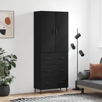 Stylish Highboard Black - 69.5x34x180 cm Engineered Wood