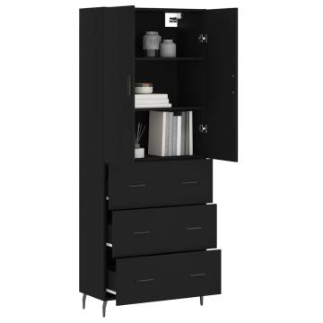 Stylish Highboard Black - 69.5x34x180 cm Engineered Wood