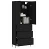 Stylish Highboard Black - 69.5x34x180 cm Engineered Wood