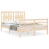 Double Solid Wood Bed Frame with Headboard | HipoMarket