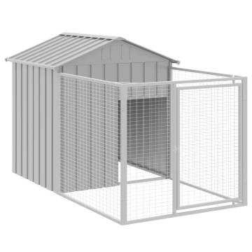 Durable Dog House with Run - Light Grey, 117x201 cm