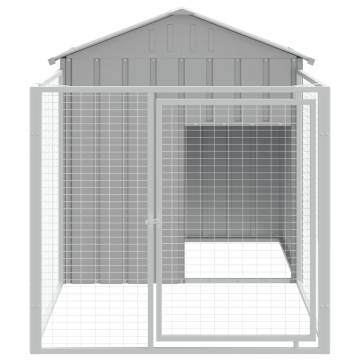 Durable Dog House with Run - Light Grey, 117x201 cm