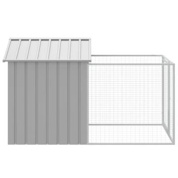 Durable Dog House with Run - Light Grey, 117x201 cm