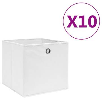 Storage Boxes 10 pcs Non-woven Fabric White - Hipomarket UK