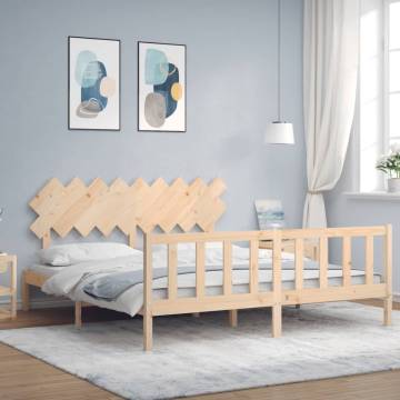 Super King Size Bed Frame with Headboard - Solid Wood