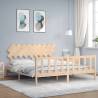 Bed Frame with Headboard Super King Size Solid Wood Colour natural Size 180 x 200 cm 