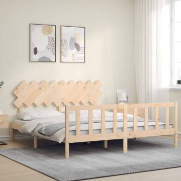 Super King Size Bed Frame with Headboard - Solid Wood