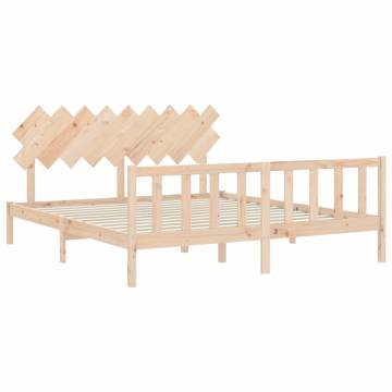 Super King Size Bed Frame with Headboard - Solid Wood