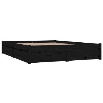 Black Bed Frame with Drawers - 135x190 cm Double Size