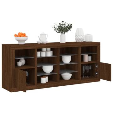 Modern LED Sideboard - Brown Oak 163x37x67 cm