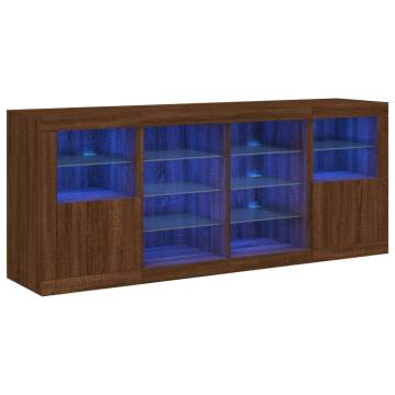 Modern LED Sideboard - Brown Oak 163x37x67 cm