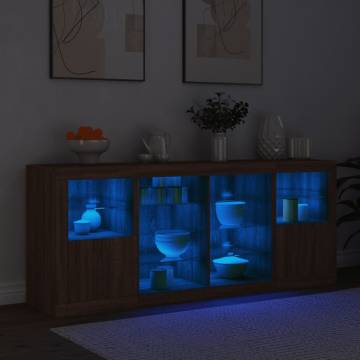 Modern LED Sideboard - Brown Oak 163x37x67 cm