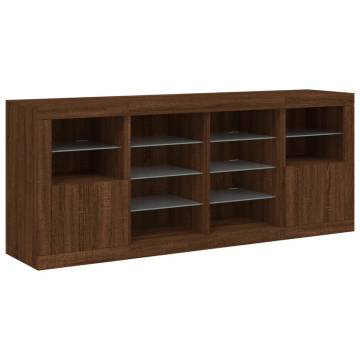 Modern LED Sideboard - Brown Oak 163x37x67 cm