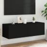 TV Wall Cabinet with LED Lights Black 100x35x31 cm Colour black Quantity in Package 1 Height 31 cm Width 100 cm 