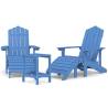 Aqua Blue Garden Adirondack Chairs Set with Footstool & Table