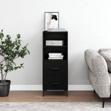 Modern Black Sideboard - 34.5x34x90 cm Engineered Wood