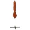 Terracotta Cantilever Umbrella with LED Lights - 300 cm