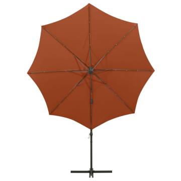 Terracotta Cantilever Umbrella with LED Lights - 300 cm