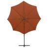 Terracotta Cantilever Umbrella with LED Lights - 300 cm