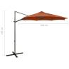 Terracotta Cantilever Umbrella with LED Lights - 300 cm