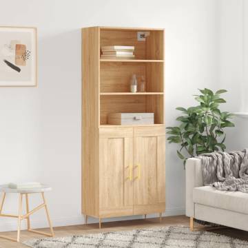 Highboard Sonoma Oak 69.5x34x180 cm - Elegant Storage Solution