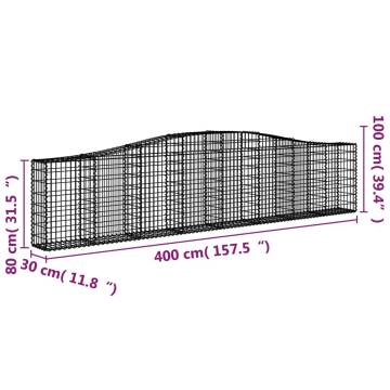 Arched Gabion Basket 400x30x80/100 cm Galvanised Iron - Durable