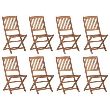 Folding Outdoor Chairs Set - 8 Pcs Solid Acacia Wood