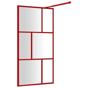 Walk-in Shower Wall with Clear ESG Glass - Red 115x195 cm