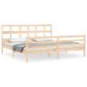 Solid Wood Bed Frame with Headboard 200x200 cm - HipoMarket