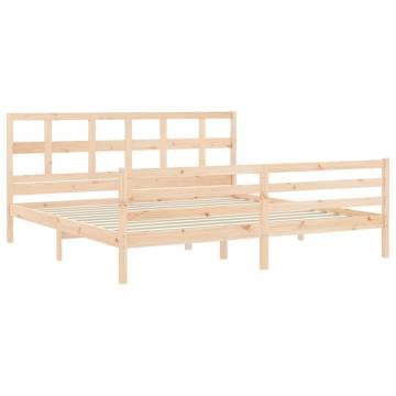 Solid Wood Bed Frame with Headboard 200x200 cm - HipoMarket