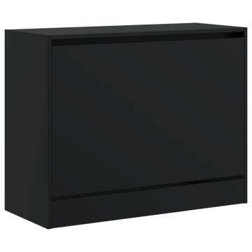 Compact Black Shoe Cabinet | Engineered Wood | Hipomarket