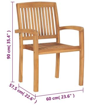 Stacking Garden Chairs 8 pcs Solid Teak Wood - Rustic Charm