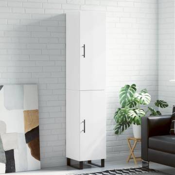 Stylish Highboard High Gloss White | 34.5x34x180 cm