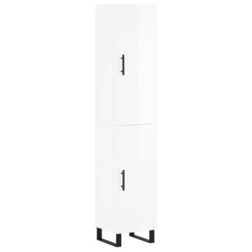 Stylish Highboard High Gloss White | 34.5x34x180 cm