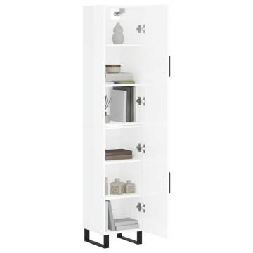 Stylish Highboard High Gloss White | 34.5x34x180 cm