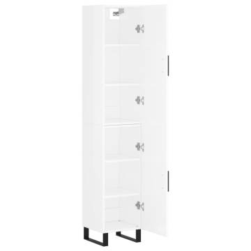 Stylish Highboard High Gloss White | 34.5x34x180 cm