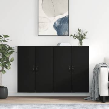 Wall Mounted Cabinets - 2 pcs Black Engineered Wood | Hipo Market