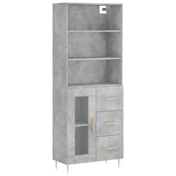 Stylish Highboard in Concrete Grey - 69.5x34x180 cm