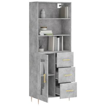 Stylish Highboard in Concrete Grey - 69.5x34x180 cm